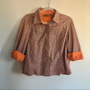 LAST CHANCE Orange and blue butterfly button down